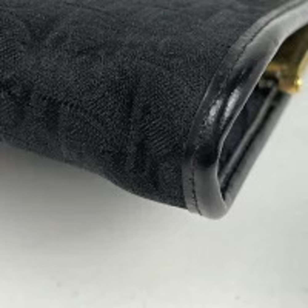 Dior Canvas Bag Handheld Black Christian Closure Clutch Clasp Trotter Black